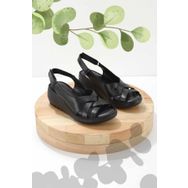 Bambi K05296100403 Siyah Leather Kadın Sandalet