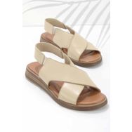 Bambi K05906131403 41 Bej Leather Kadın Sandalet