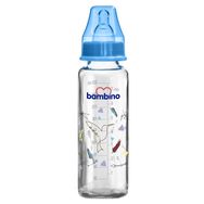 Bambino 225 ml 0+ Ay Mavi Kuş Desenli Cam Biberon