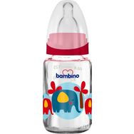 Bambino Kırmızı 125 ml 0+ Ay Fil Desenli Cam Biberon