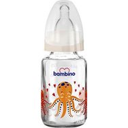 Bambino Pembe 125 ml 0+ Ay Yavaş Akış Dinazor Desenli Cam Biberon