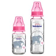 Bambino T090 2'li 225 ml ve 125 ml Pembe Cam Biberon Seti