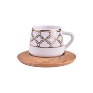 Bambum Hanedan 6 Kişilik Desen Altlıklı Kahve Takımı