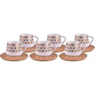 Bambum Nakkaş 6 Kişilik Desen Altlıklı Kahve Takımı
