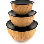 Bambum Rose Wood Kahverengi 3'lü Metal Karıştırma Kabı
