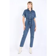 Banny Jeans Koyu Mavi Kadın Yarasa Kol Jean Tulum