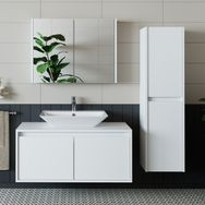 Banos 1722 Roomart Mat Beyaz 100 cm Lavabolu Mdf Banyo Dolabı Seti