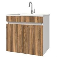 Banos LD3 65 cm Ayaksız 2 Kapaklı Lavabolu Tesbih Mdf Banyo Dolabı