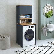 Banos Roomart CD10 Mat Antrasit Ahşap 3 Raflı 2 Kapaklı Banyo Dolabı