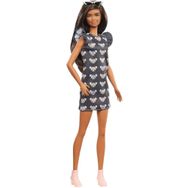 Barbie FBR37-GHW54 Fashionistas Esmer Siyah Elbiseli Bebek ve Aksesuarları