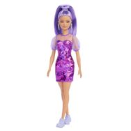 Barbie No:178 Fashionistas Minyon Uzun Mor Saçlı Metalik Mor Elbiseli Oyuncak Bebek