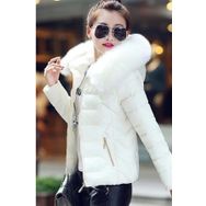 Barbora 807 Beyaz Günlük Kürklü Şişme Kadın Mont