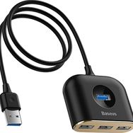 Baseus 4 in 1 Usb 3.0 + 3xUsb 2.0 Siyah Square Round Hub