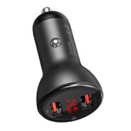 Baseus 45W Siyah Hızlı Araç Şarj Dijital Gösterge Dual USB Hızlı Araç Şarj