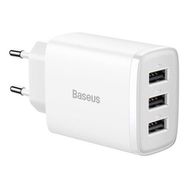 Baseus CCXJ020102 Kompakt 3 USB Portlu 17W Beyaz Hızlı Şarj Başlığı Adaptörü