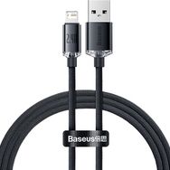 Baseus Crystal Shine 2.4A 1.2 mt Lightning Şarj Kablosu Siyah Kablo
