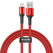 Baseus Halo Kırmızı 1 m 2.4 A USB Type A & Lightning Şarj & Data Aktarım Kablosu