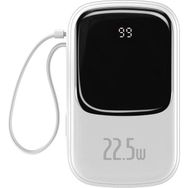 Baseus PPQD020102 Beyaz Qpow Pro Dijital Göstergeli 10000 Mah 22.5W Hızlı Şarj Type-C Kablolu Powerbank