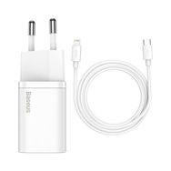 Baseus Super SI 1C 20W Beyaz Type-c To Lightning Hızlı Şarj Adaptörü
