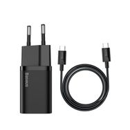 Baseus Süper Sİ PD 25W Type-C TO Siyah Kablo Setli Duvar Şarjı Cihazı