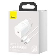 Baseus Super Si PD 25W Type-C to Type-C Beyaz Kablo Duvar Şarj Seti
