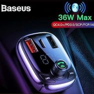 Baseus T Typed S-09 Bluetooth FM Transmitter Çift Usb Araç Şarj Aleti