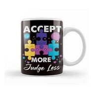 Baskı Dükkanı Accept More Judge Less Autism Awareness Support Puzzle Kupa