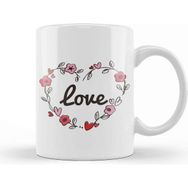 Baskı Dükkanı Adorable Cute Love Flowery Flowers Love Heart Kupa