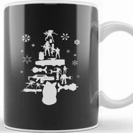 Baskı Dükkanı Aliens Christmas Tree Silhouette White Kupa Bardak