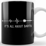 Baskı Dükkanı All About Darts Heartbeat Dart Player Arrow Dartboard Aim Kupa