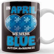 Baskı Dükkanı April Puzzle Autism Awareness Ribbon Autistic Heart Support Kupa
