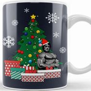 Baskı Dükkanı Arnie Around The Christmas Tree Arnold Arnie Retro Japanese Schwarzenegger Kupa