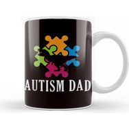 Baskı Dükkanı Autism Dad Father Daddy T-Rex Dino Autistic Ribbon Puzzle Kupa