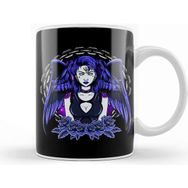 Baskı Dükkanı Awesome Gothic Angel Girl Wings &amp; Flowers Kupa