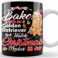 Baskı Dükkanı Bake Stuff With Golden Retriever and Watch Christmas Funny Kupa Bardak