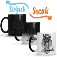 Baskı Dükkanı Baykuş Drawing Çizim Hayvan Animal Owl Simple Pet Sihirli Porselen Kupa