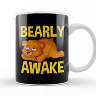 Baskı Dükkanı Bearly Awake Half Asleep Baby Bear Cub Pun Kupa
