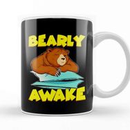 Baskı Dükkanı Bearly Awake Sleeping Bear Funny Barely Awake Pun Kupa