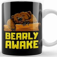 Baskı Dükkanı Bearly Awake Sleeping Bear Funny Barely Sleepy Pun Kupa
