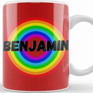 Baskı Dükkanı Benjamin Name Custom Vintage Retro Rainbow Style Design Giftbaby Gift For Him Kupa Bardak