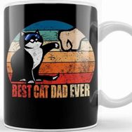 Baskı Dükkanı Best Cat Dad Ever Funny Cat Daddy Father Day Vintage 08 Kupa