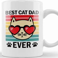 Baskı Dükkanı Best Cat Dad Ever Retro Design For Cats Lover Dads Aşk Kedi Kupa Bardak