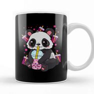 Baskı Dükkanı Boba Bubble Tea Panda Drinking Boba Kupa