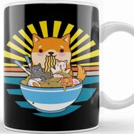 Baskı Dükkanı Cat Ramen Dog Shiba Inu Japanese Kawaii Cute Anime Puppy Kupa Bardak