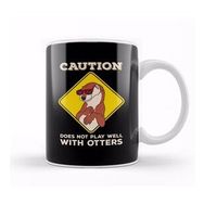 Baskı Dükkanı Caution Does Not Play Well With Otters Funny Pun Kupa Bardak