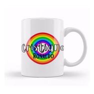 Baskı Dükkanı Cristiano Ronaldo Retro Rainbow Style Kupa