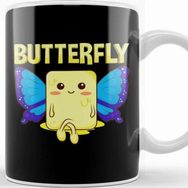 Baskı Dükkanı Cute Butterfly Stick of Butter With Wings Pun Kupa Bardak
