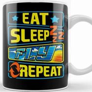 Baskı Dükkanı Cute Eat Sleep Fly Repeat Airplane Pilot Aviation Kupa