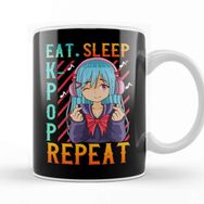 Baskı Dükkanı Cute Eat Sleep K Pop Repeat Kawaii Anime Girl Kpop Kupa