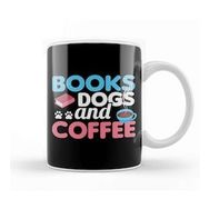 Baskı Dükkanı Cute & Funny Books Dogs And Coffee Bookworm Kupa Bardak